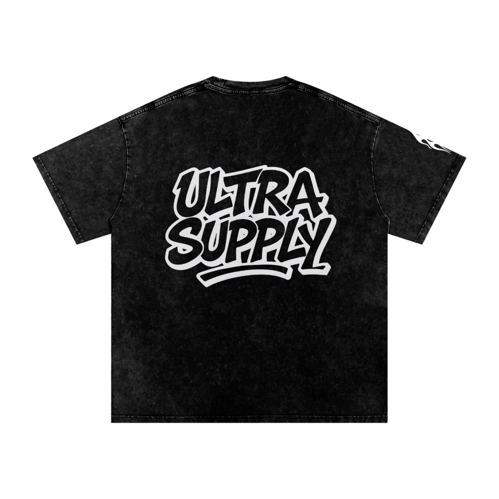 stone washed tee white logo