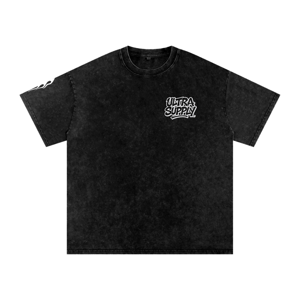 stone washed tee white logo